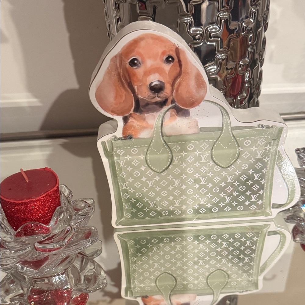 Louis Vuitton Pastel Green Dog Art